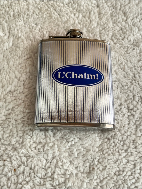Other - Stainless Steel Hip Flask with Textured Silver Wrap L’Chaim (Jewish for To Life)